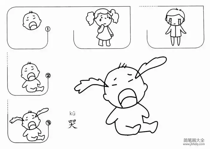 哭怎么画--简笔画大全