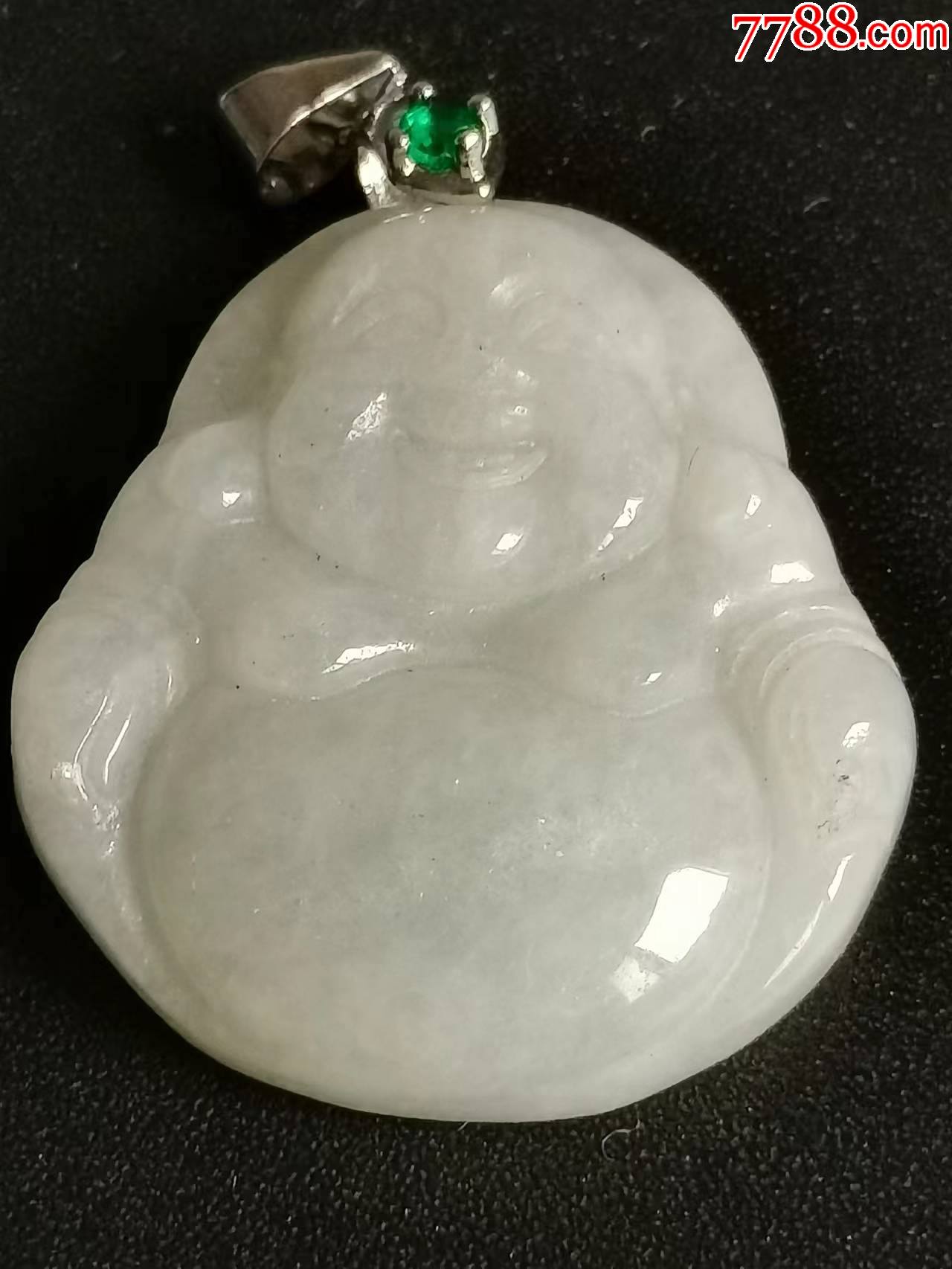 天然缅甸a货翡翠挂件糯种佛公