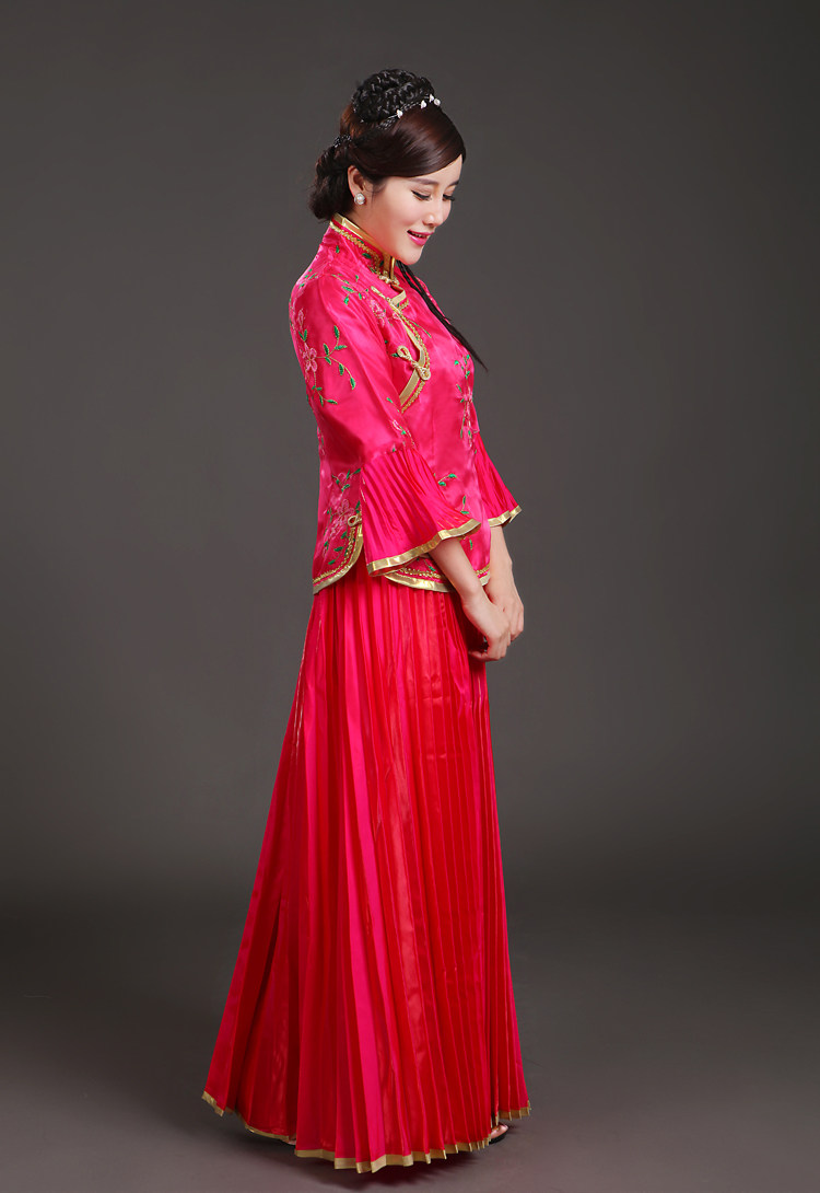 古装民国中式婚礼姐妹小凤仙戏服古筝演出服angelababy秀禾伴娘服