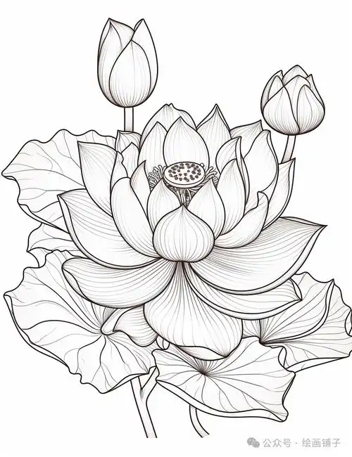 一系列荷花线稿资料,你捡到宝了!