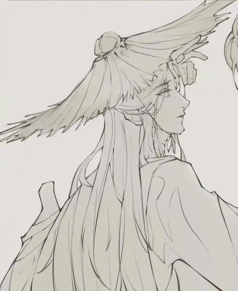 一张线稿,临摹自灰灰#画画 #耽推 #天官赐福 #线稿#花城 - 抖音