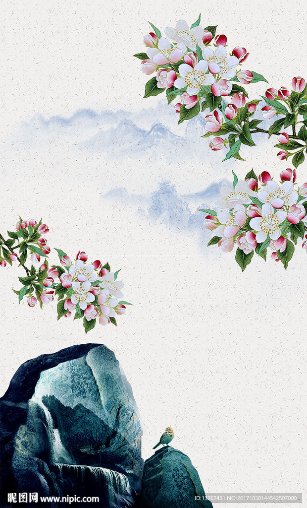 中国风工笔画山水花鸟图片