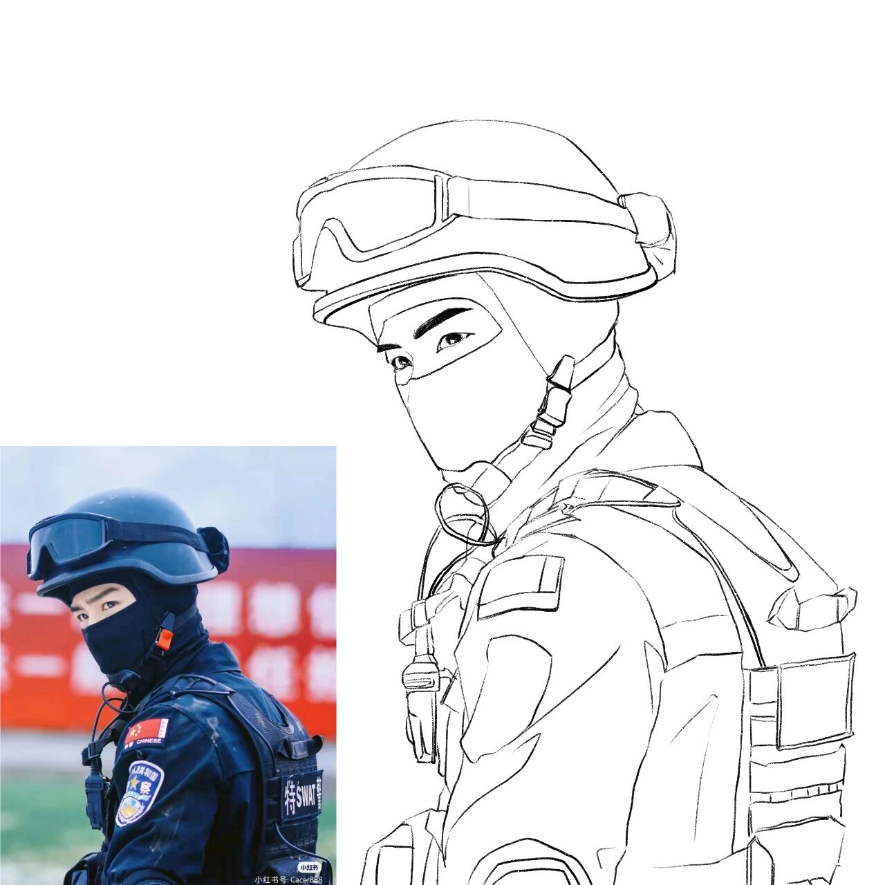 77155/36手绘特警头像|帅气的邢克垒 小白在我的城池营垒里是真的