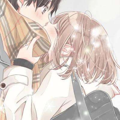 情侣接吻头像动漫一对男女亲吻qq头像动漫图片