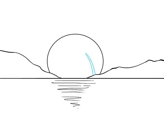 海上日落风景怎么画