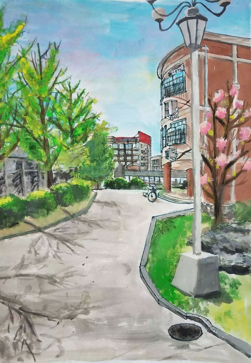 美术| 美丽校园:eshttc北校区初二学生风景创作展_绘画