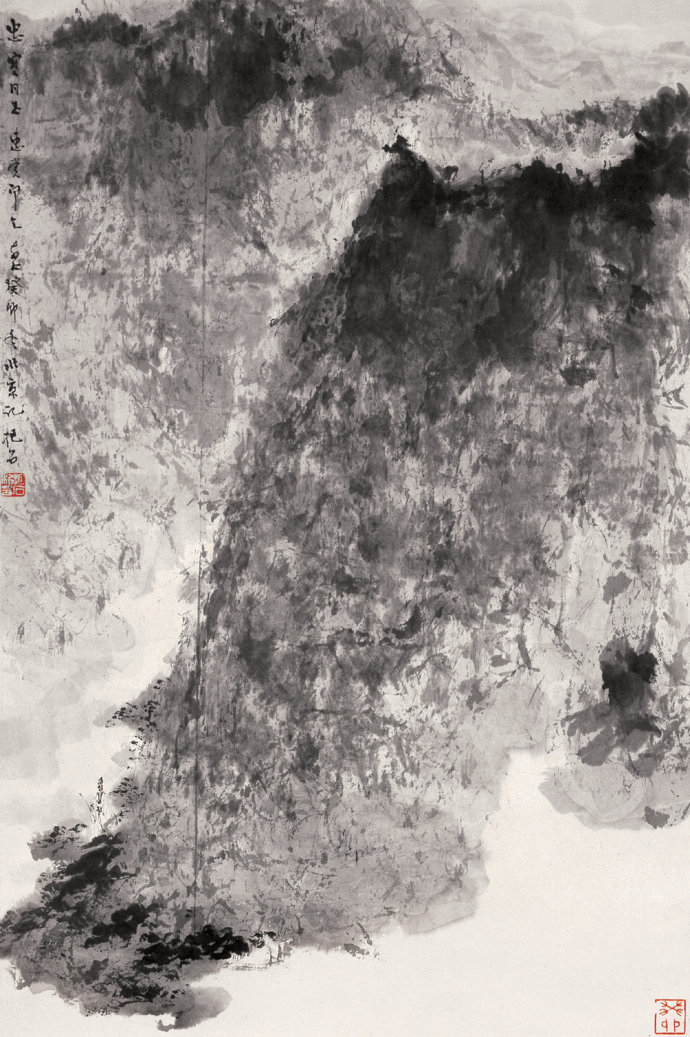 夏山听瀑——傅抱石山水画欣赏