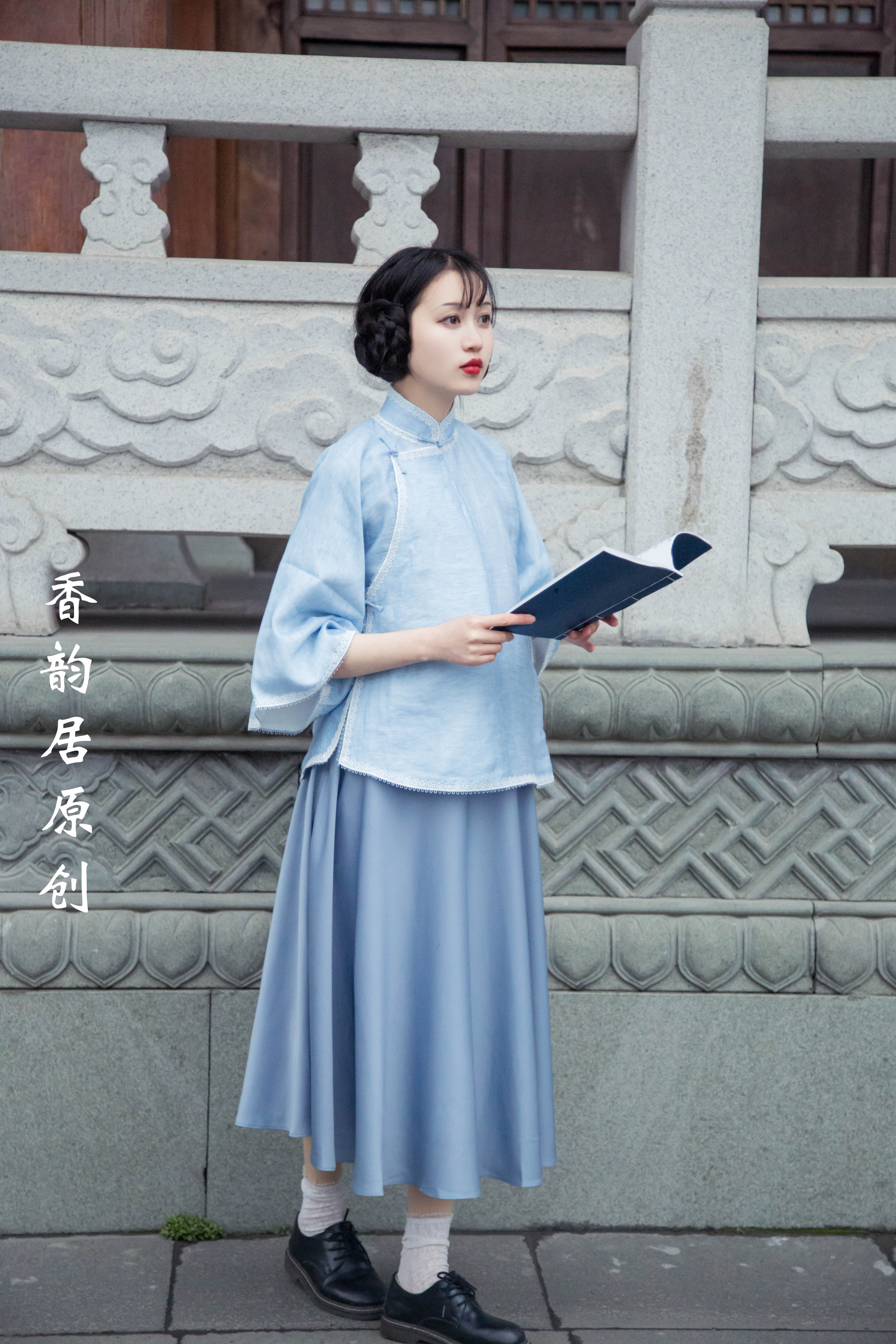 原创香韵知鸢旗袍倒大袖上上衣民国少女旗袍