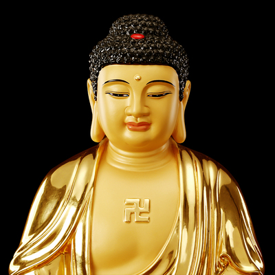 家用台湾贴金释迦牟尼佛像纯铜阿弥陀供奉如来三宝摆件