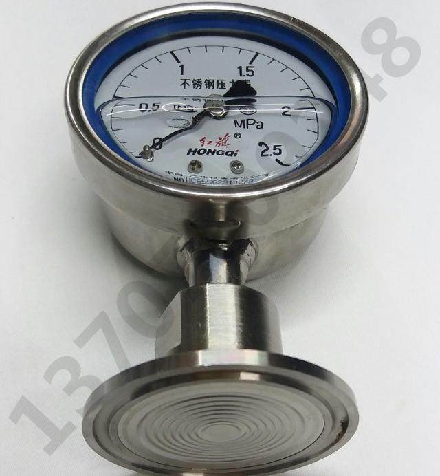 卫生隔膜耐震压力表红旗ytpn60mc不锈钢压力表