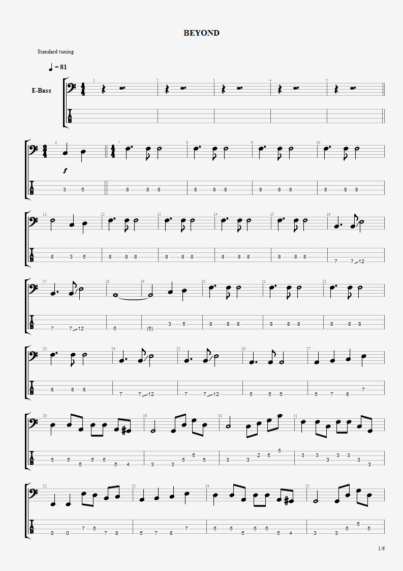 请问谁有beyond91年演唱会冷雨夜的bass谱子? 670636175