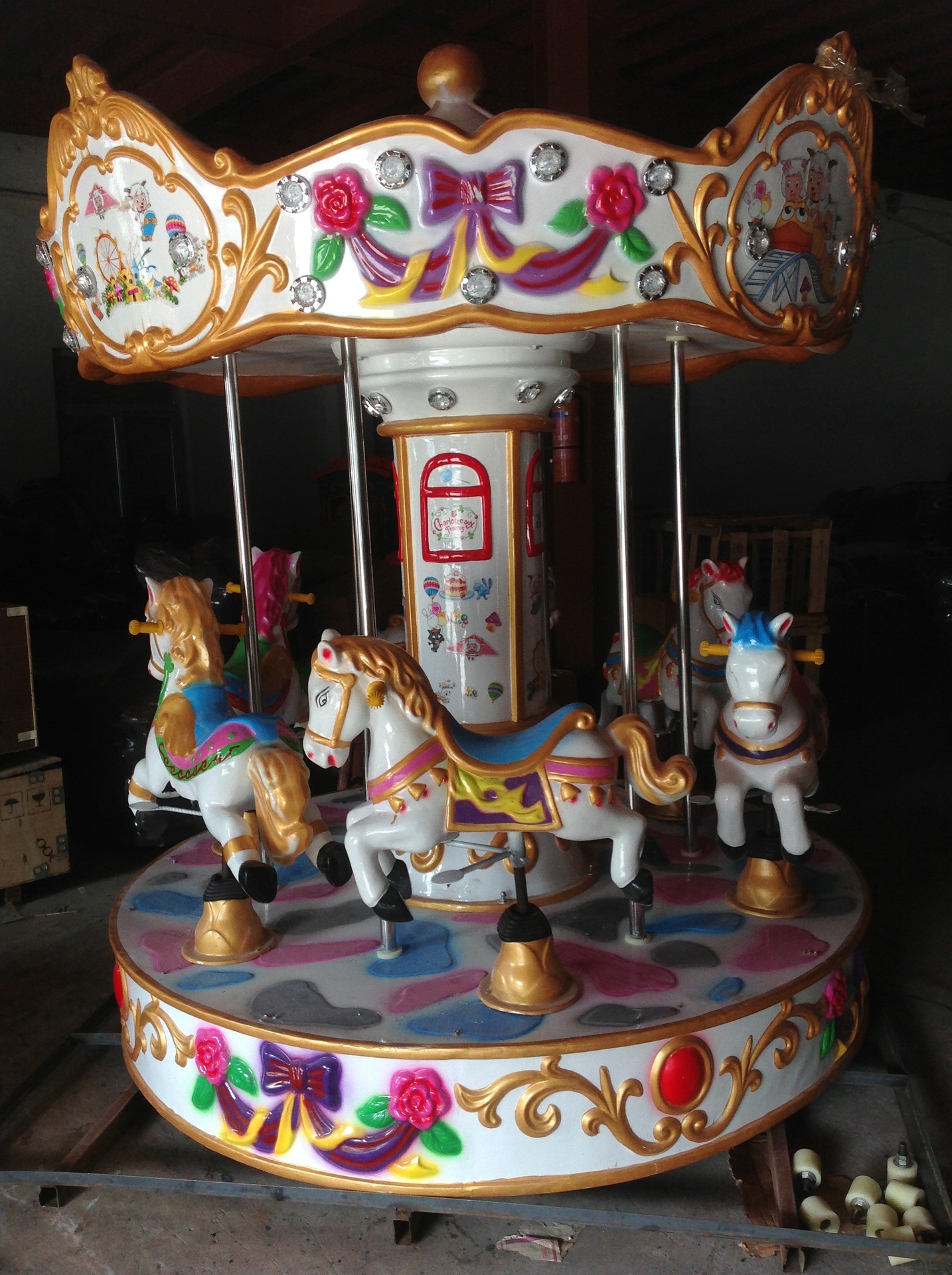 商场电动旋转木马转椅 儿童卡通金属电动游艺转椅批发 - 玩具批发交易