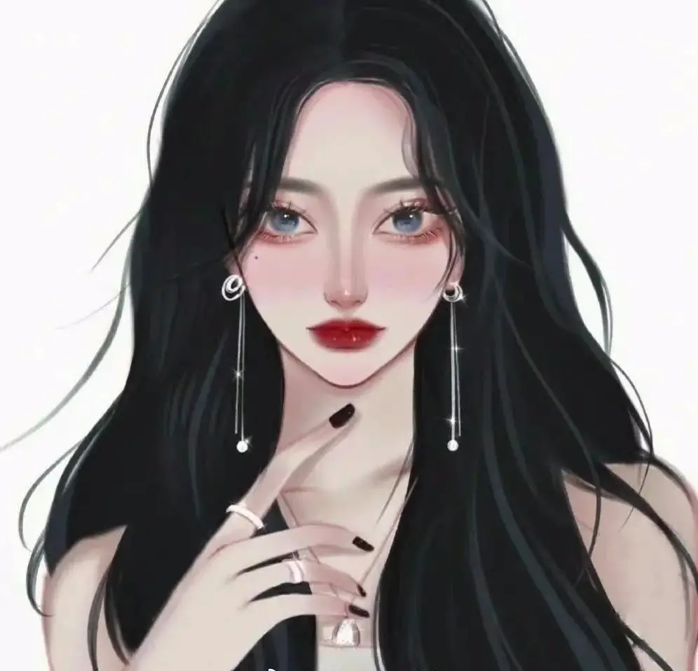 甜酷系手绘女生头像_微信_壁纸_后腿