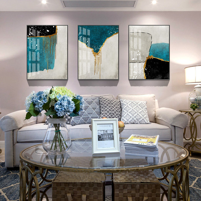 瓷画轻奢客厅装饰画沙发背景墙面的现代简约壁画欧美现代装饰画