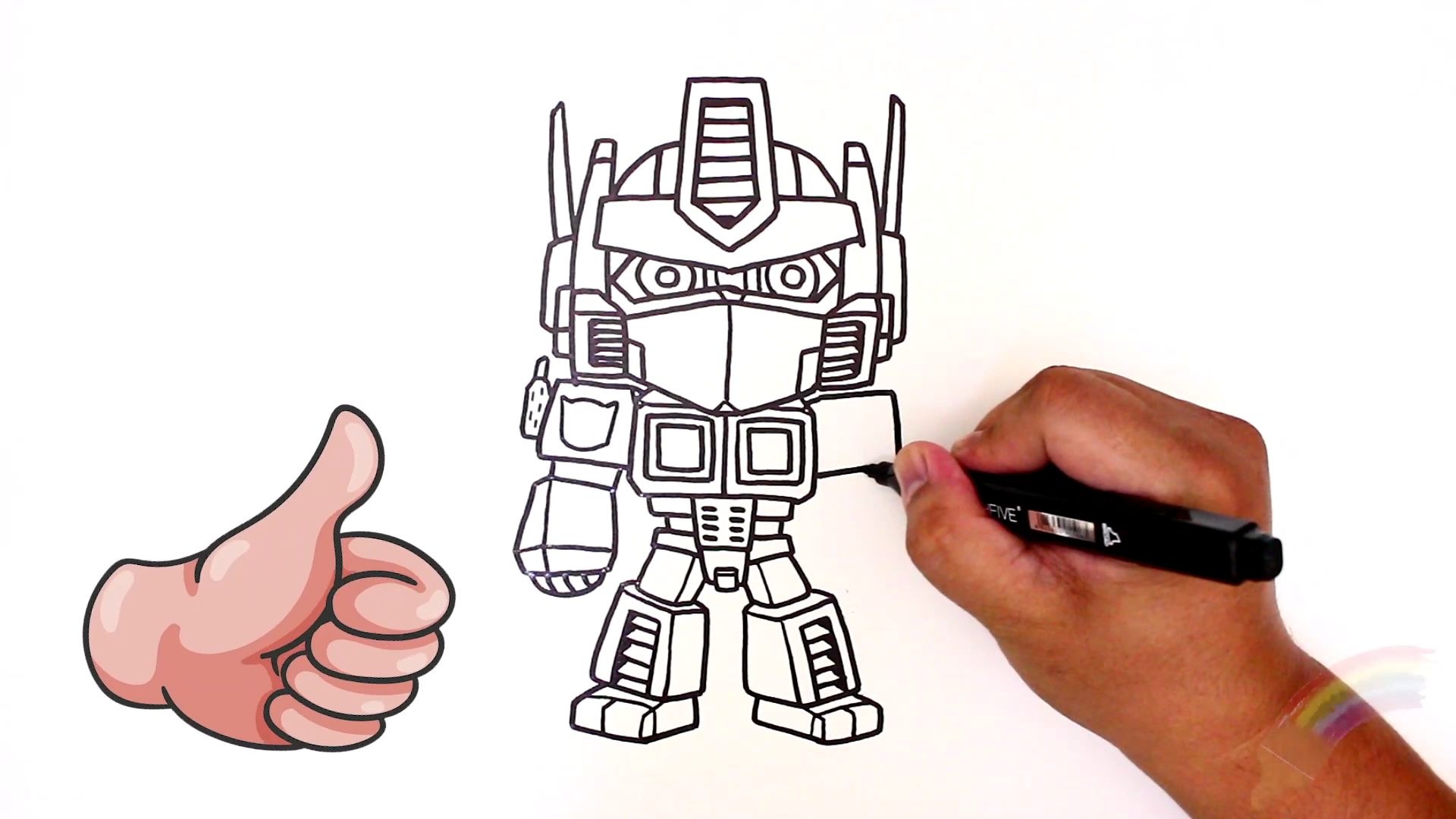 一起来简笔画画变形金刚擎天柱唷!