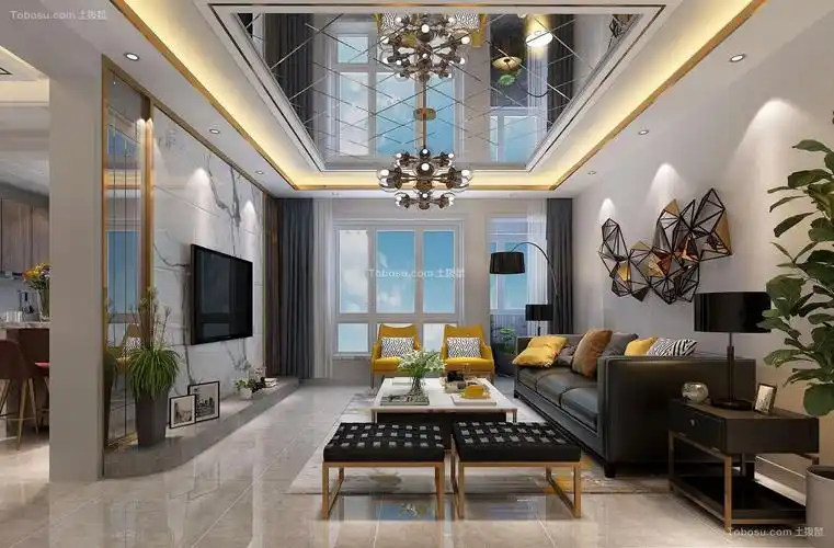 2020现代简约客厅装修设计 2020现代简约吊顶设计图片