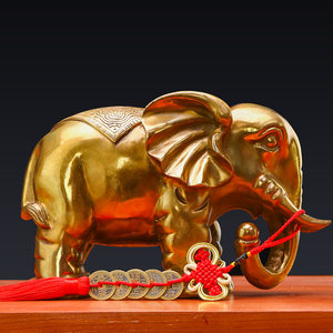纯铜招财象摆件一对吸水铜象吉祥物大象摆件客厅玄关开业乔迁结婚