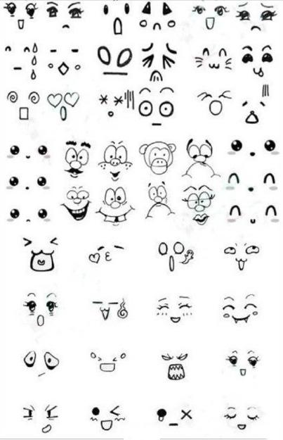 手帐简笔画表情儿童简笔画各种可爱笑脸表情符号痛苦的人的简笔画萌萌