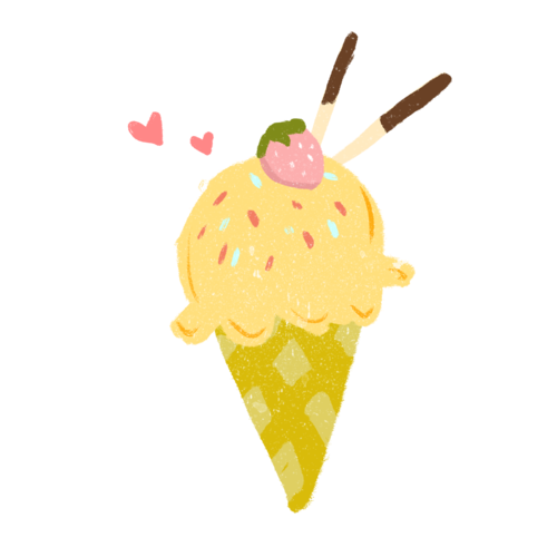 夏日卡通手绘清凉草莓冰淇淋