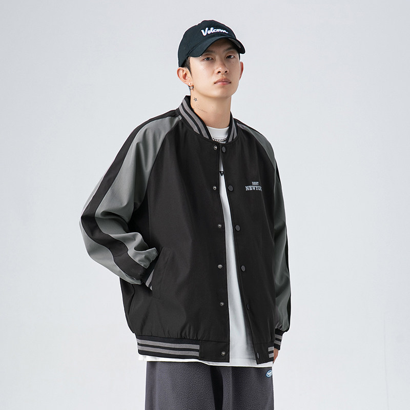 帅洁潮品男装2022秋冬新款撞色设计棒球服外套潮流百搭休闲夹克