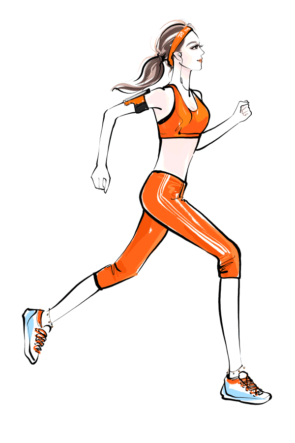 和男票一起跑步, 选了运动装同色系的发带, 脚链的