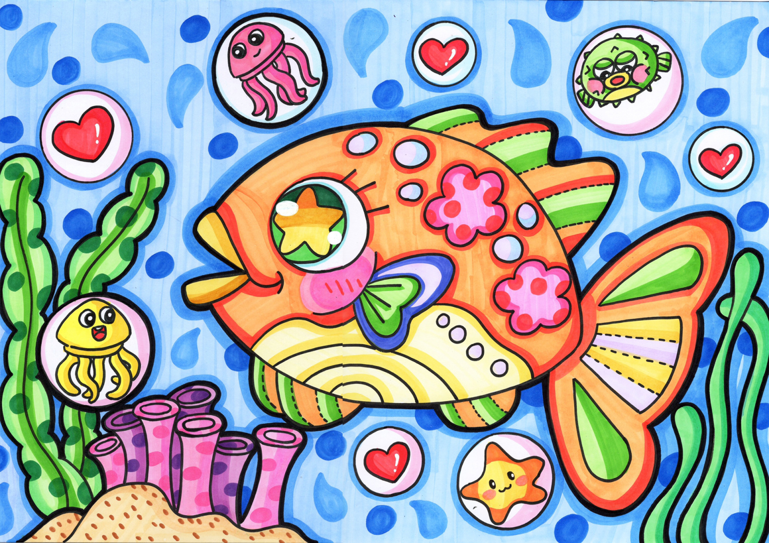 非常简单喔[亲吻] #创意线描# #简笔画# #黑白线描# #儿童画# #幼教