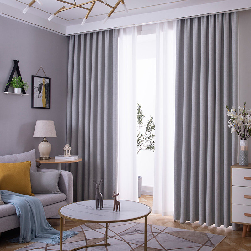 2022新款遮光窗帘布北欧简约轻奢高档大气客厅卧室现代成品麻窗帘