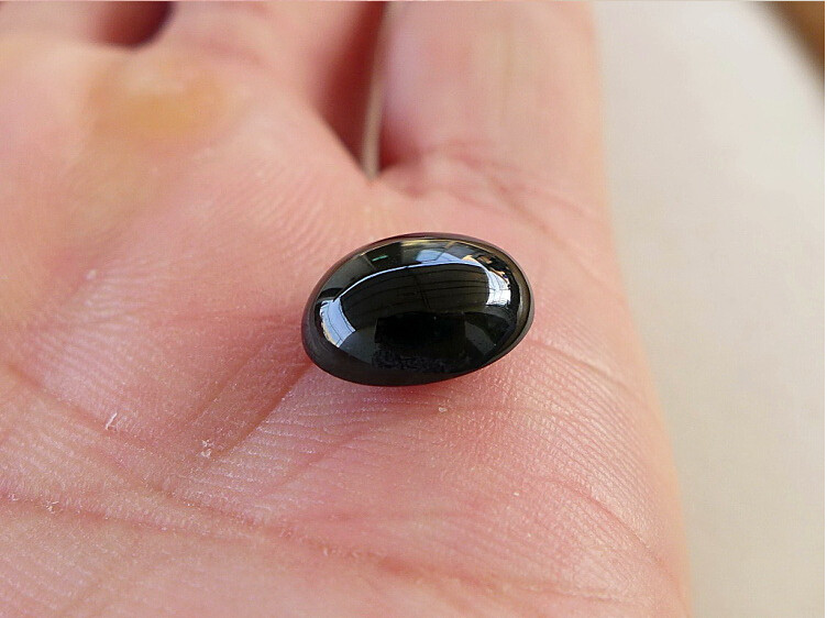 椭圆形黑色戒面裸石素面光面黑色锆石裸石平底蛋面黑色宝石蛋形_7折