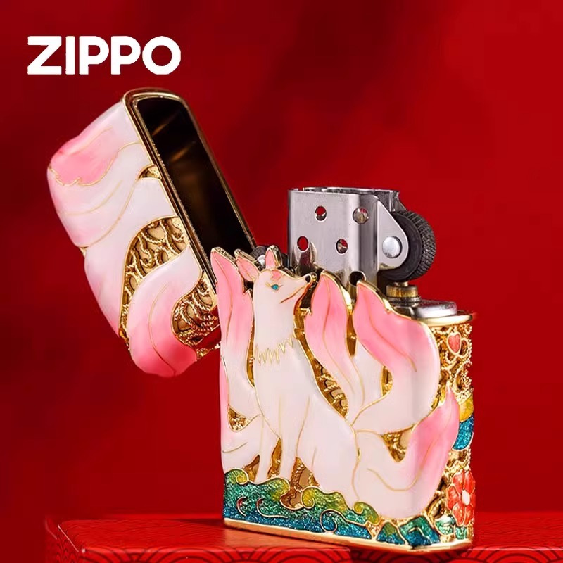 zippo打火机九尾狐夜光珐琅彩官方正版防风煤油火机限量版送男友礼物
