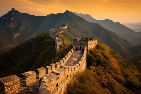 长城日落背景图片-长城日落背景素材-长城日落底图-摄图网