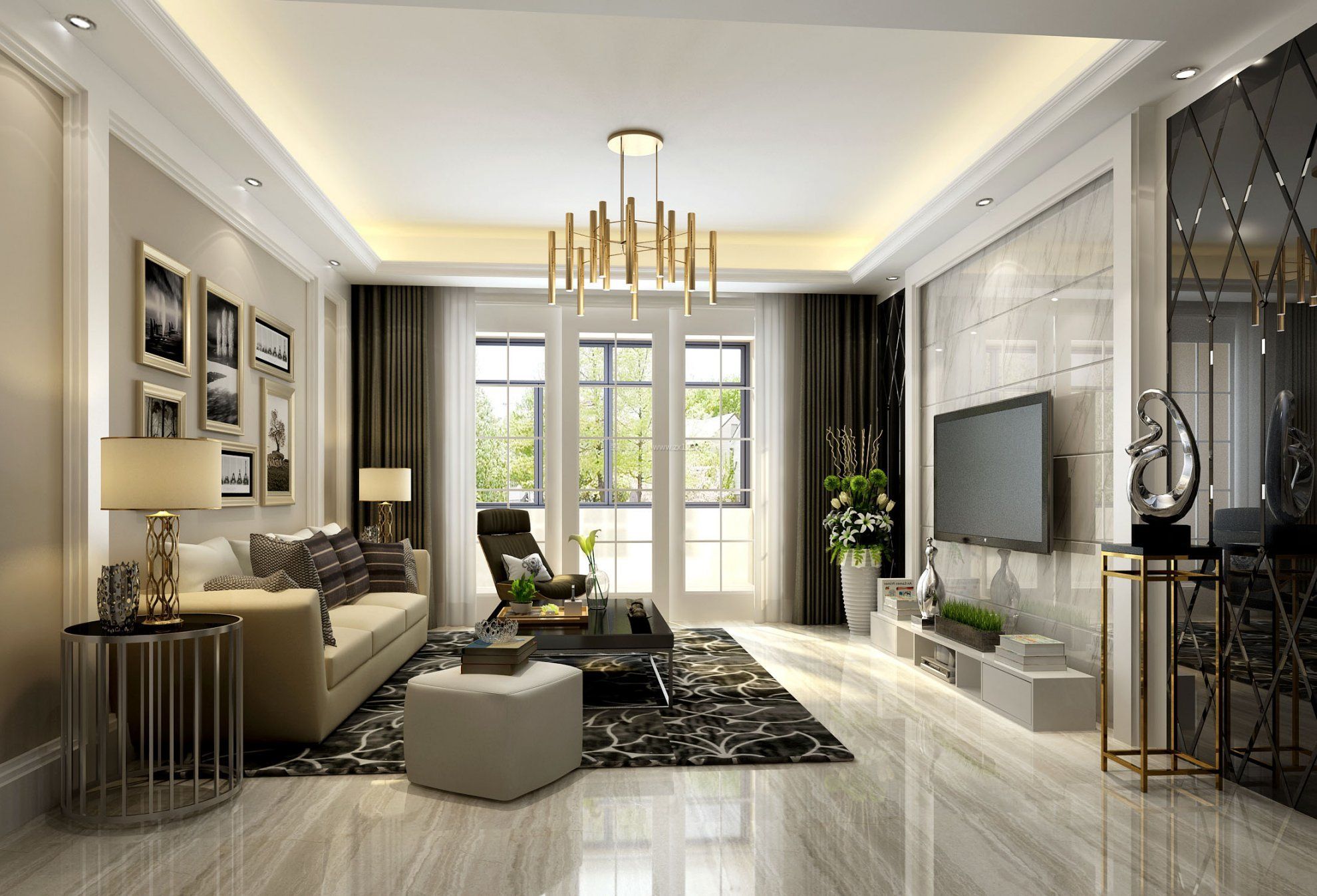 房子简约风格家居电视墙装修2021