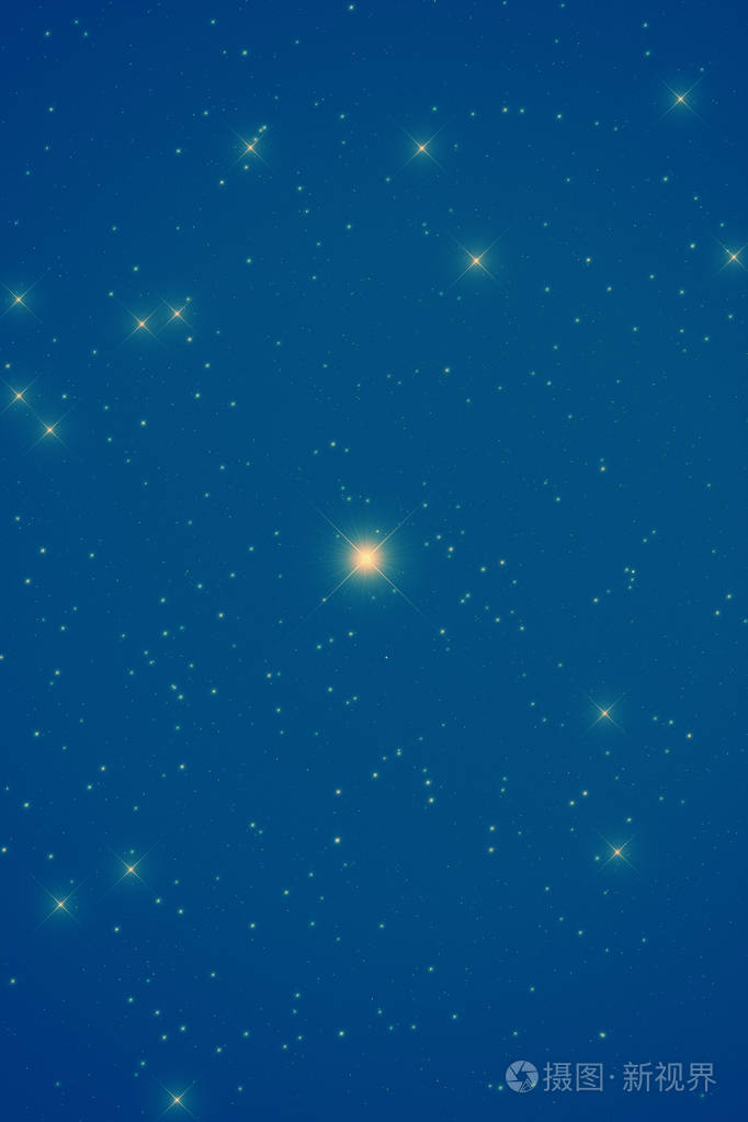 明亮的星星在夜空中闪耀, 空间概念