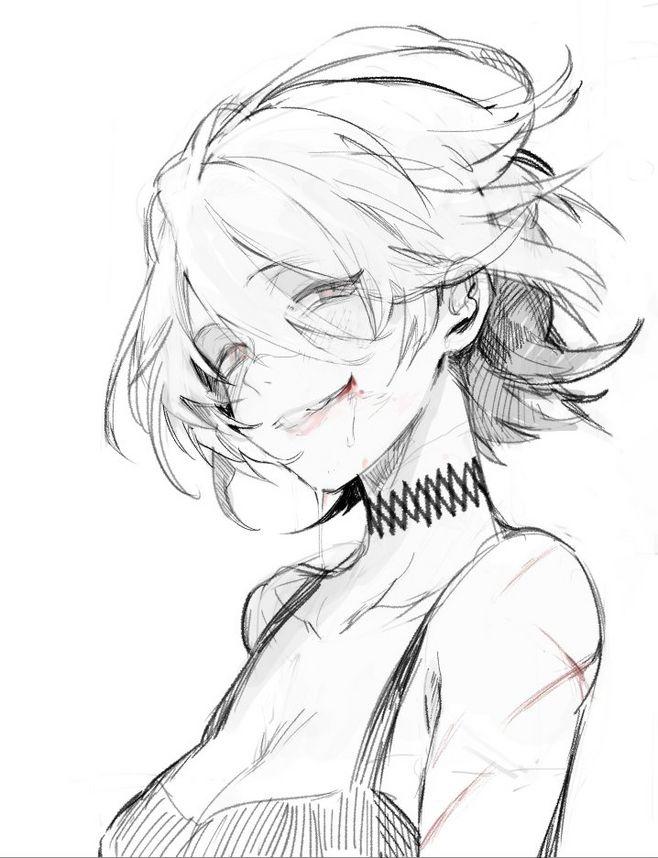 昨天临摹的一个病娇小姐姐,原图的凌乱的潇洒让我画成一头乱毛,好好的