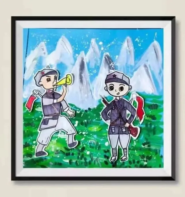 《峥嵘岁月》以水粉画的形式生动刻画了红军长征途中爬雪山,过草地的