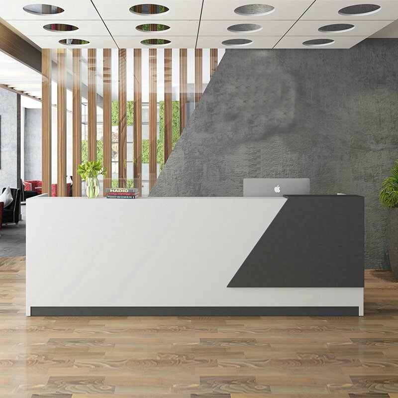 欧宝美前台接待台办公桌简约现代公司收银台咨询台吧台迎宾柜台视频介