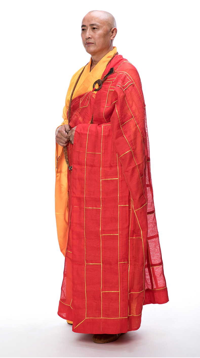 供养师傅金边祖衣袈裟夏季薄款寺庙高僧佛教僧衣搭衣红色住持法衣红色