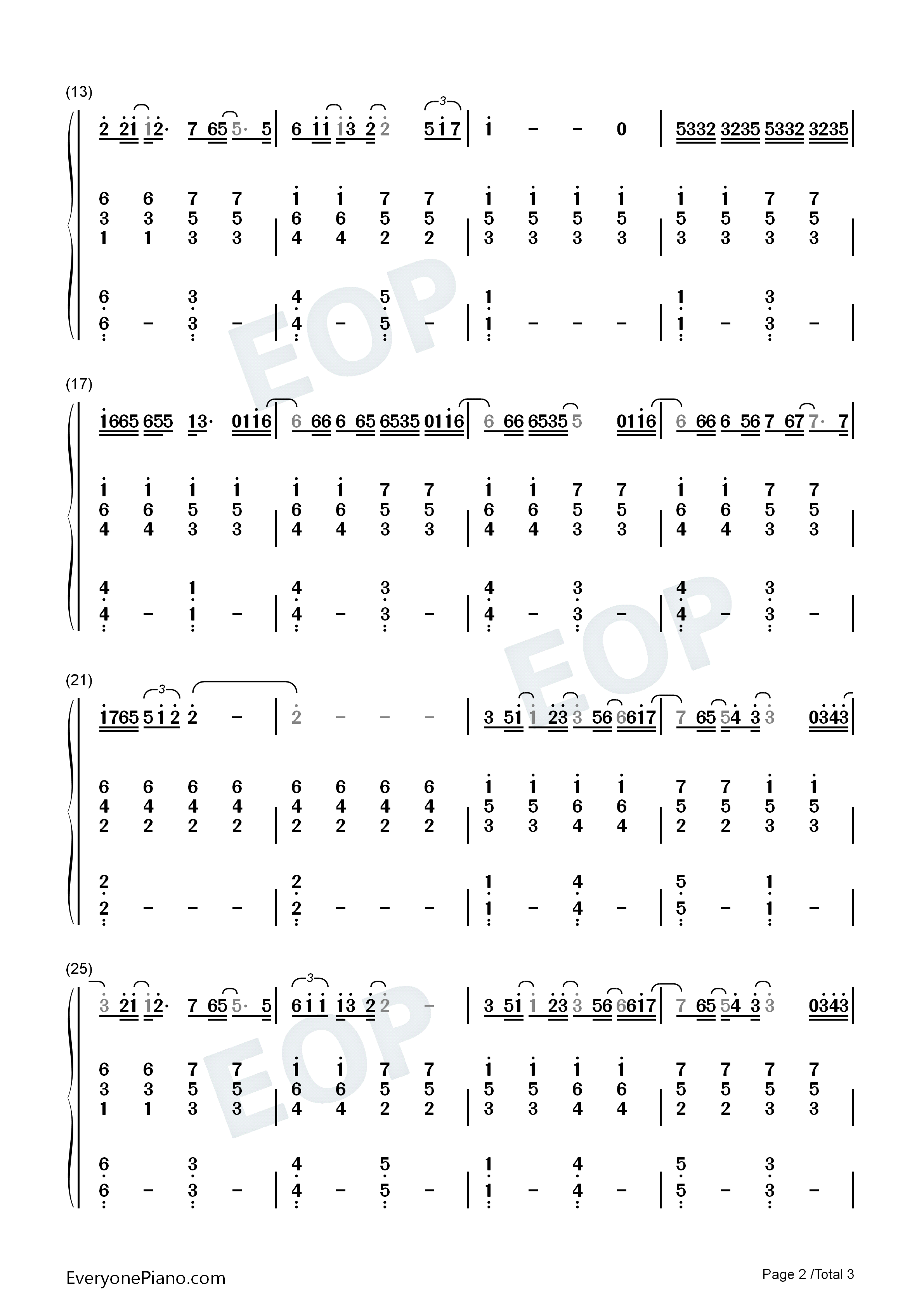 勇气-弹唱版双手简谱预览2-钢琴谱文件(五线谱,双手简谱,数字谱,midi