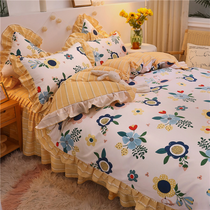 被窝窝韩版植物羊绒三件套四件套床单款床裙款视频