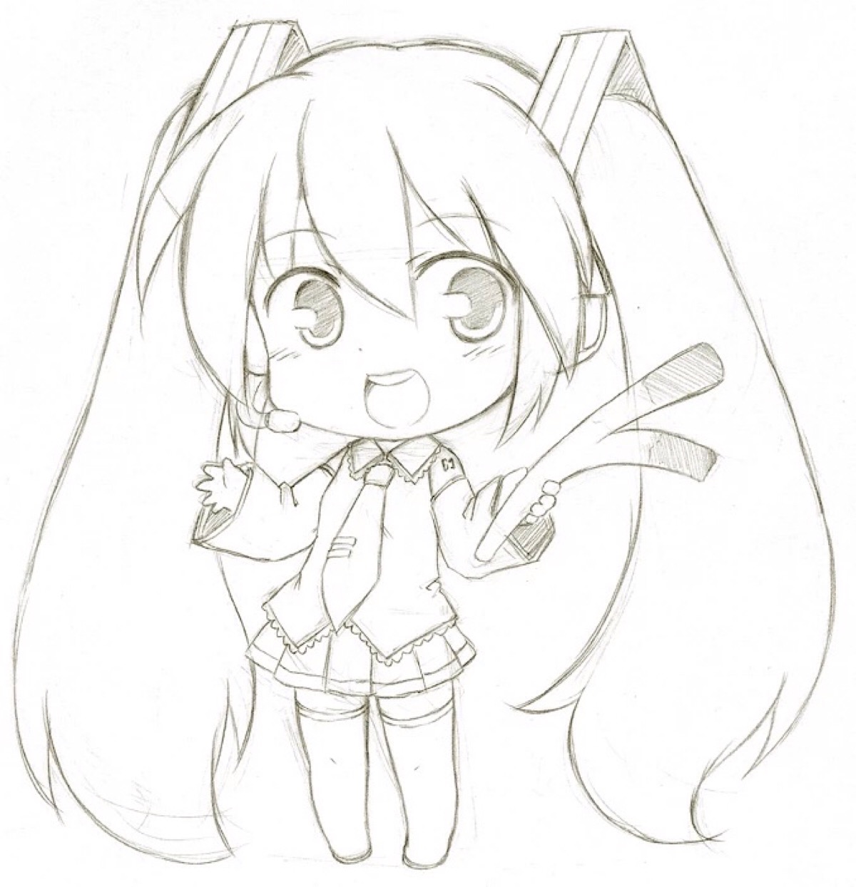 q版人物线稿 初音未来