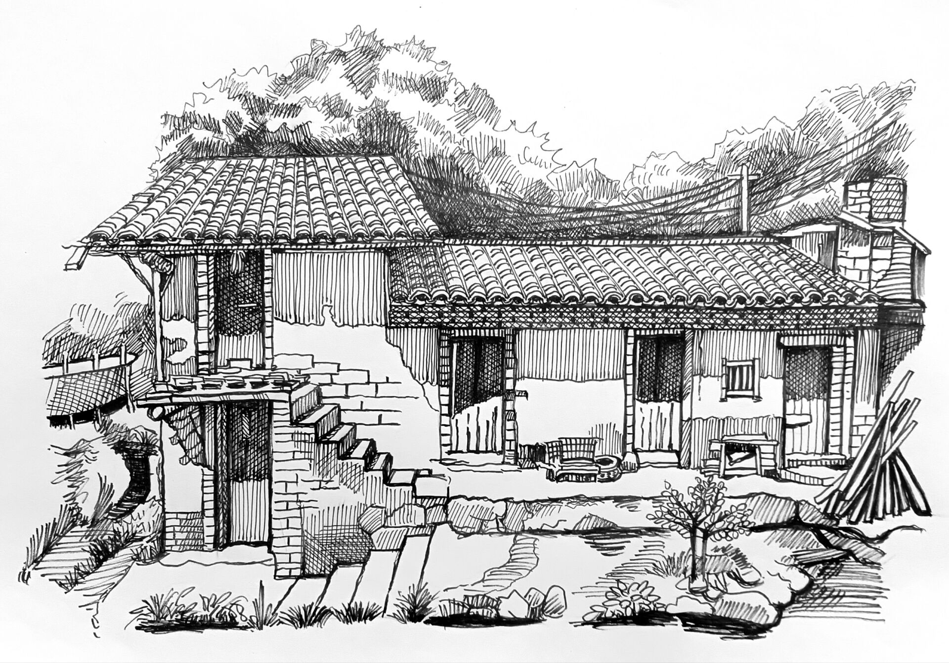 建筑速写     临摹老师作品