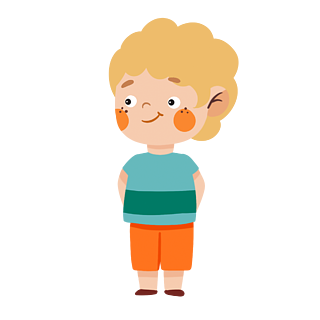 黄色短发微笑的卡通可爱男孩卡通手绘人物衬衫男孩黄色短发的可爱短裤