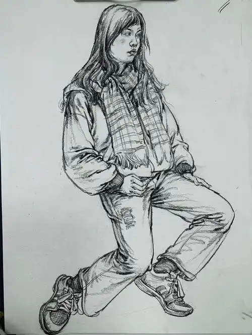 速写人物坐姿里面有步骤和照片