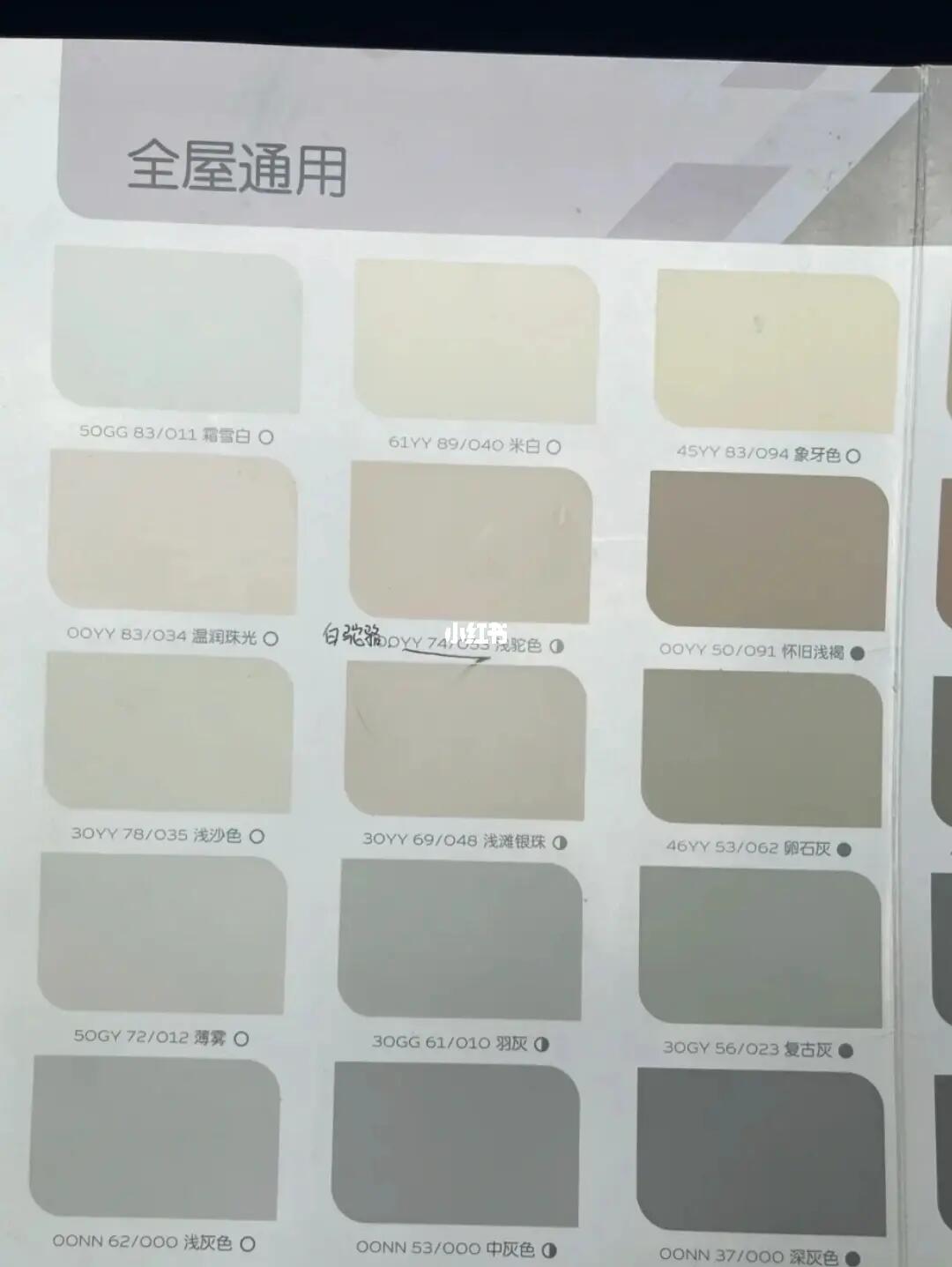 多乐士的色卡基本上没有名字,只有型号,看了这个,就忘记了前面哪个