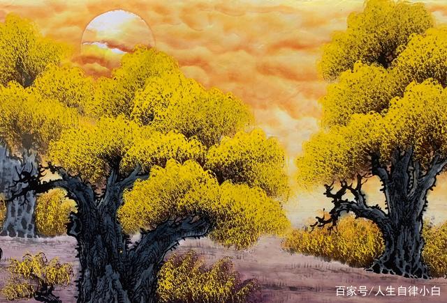 纯手绘(黄金遍地)国画山水画客厅装饰挂画办公室招财靠山壁画