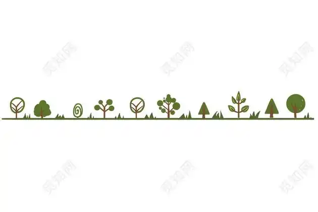 分界线手绘绿色树分割线素材