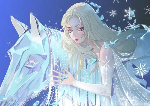 摸一张冰雪奇缘2里的艾莎女神,电影里又纯又a,骑着马在水上走动绝美啊
