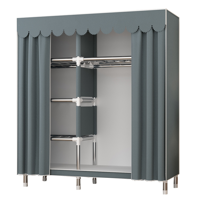 符象简易衣柜家用卧室布衣柜出租房用结实组装简约现代钢架衣橱