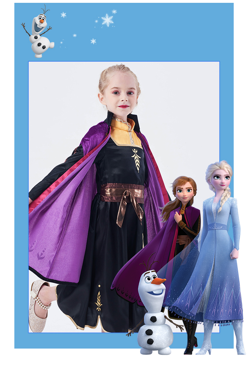 迪士尼正版授权冰雪奇缘2安娜公主裙儿童裙子女童连衣裙带马褂