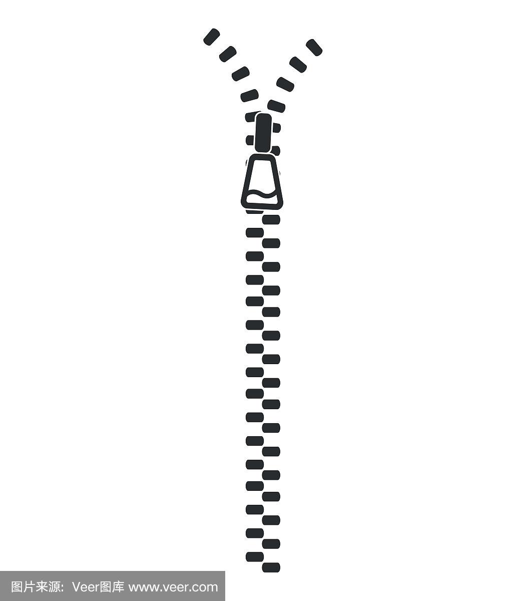 拉链轮廓.矢量插图.