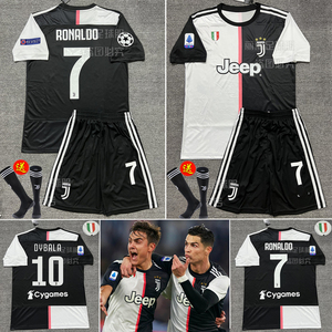 1920尤文图斯球衣主场7号c罗欧冠版短袖足球服尤文迪巴拉套装定制